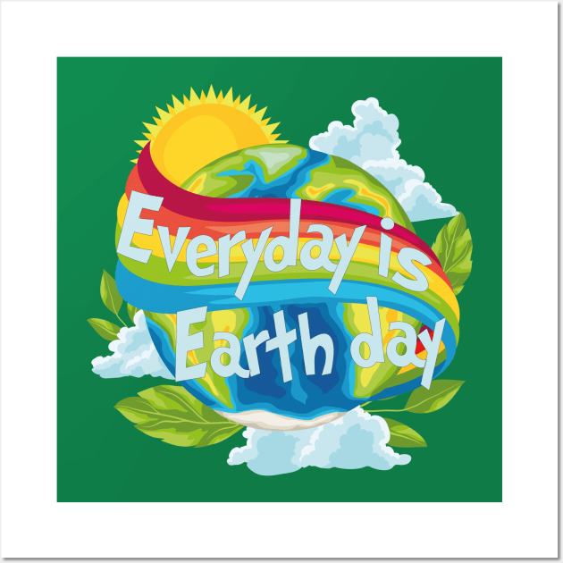 Earth Day Everyday Tree Design happy 52th earth day anniversary Wall Art by YADesignias